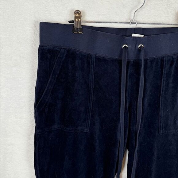 Juicy Couture Classic Velour Del Ray Pants Night Sky Navy Blue Size Medium - Picture 4 of 14